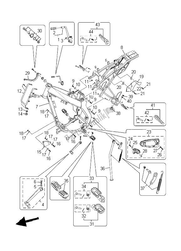 All parts for the Frame of the Yamaha XT 125X 2006 All parts for the Frame of the Yamaha XT 125X 2006
