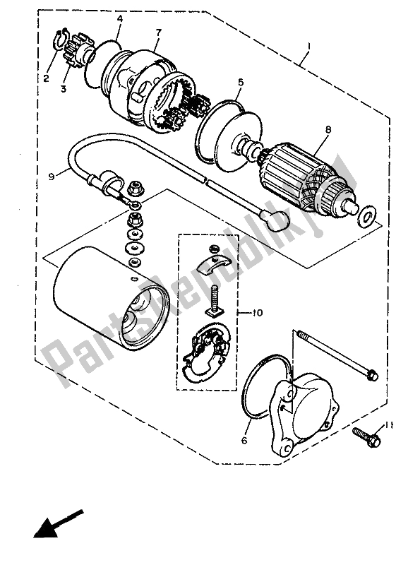 Toutes les pièces pour le Demarreur du Yamaha XJ 600 1990