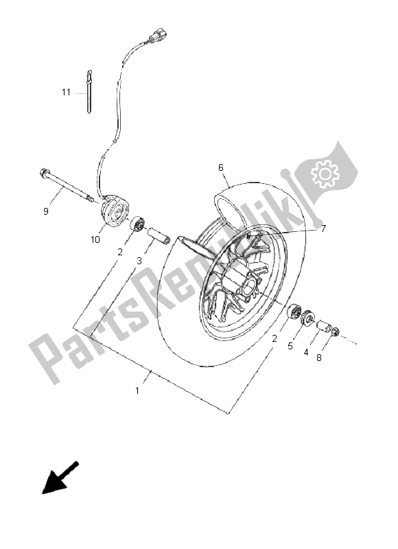 All parts for the Front Wheel of the Yamaha CW 50N BWS 2005