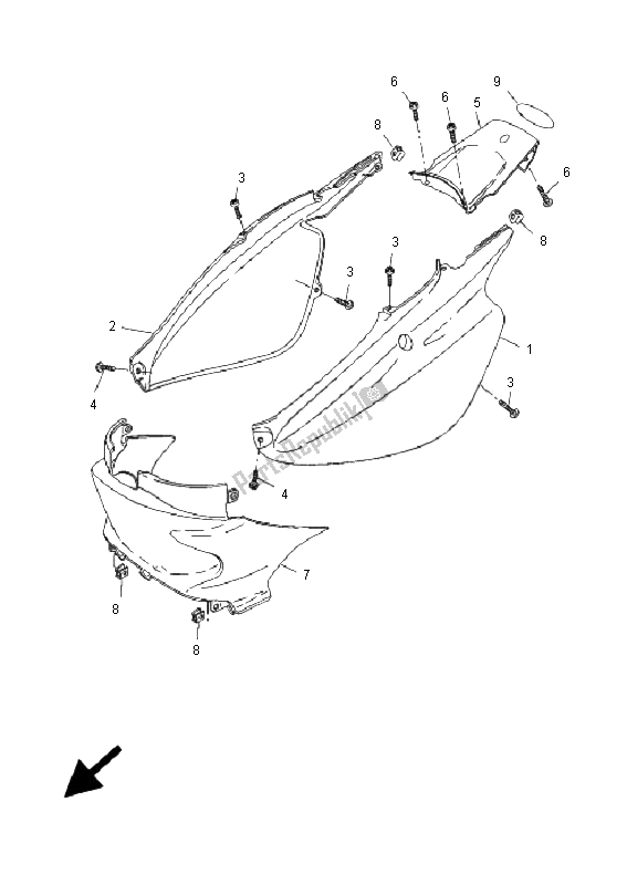 All parts for the Side Cover of the Yamaha CW 50 RS BWS 2009