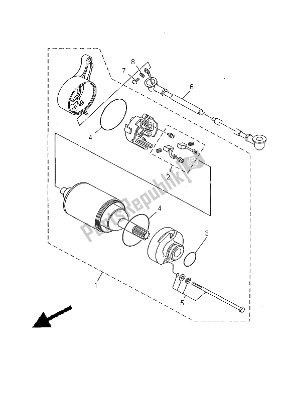 All parts for the Starting Motor of the Yamaha TW 125 2000