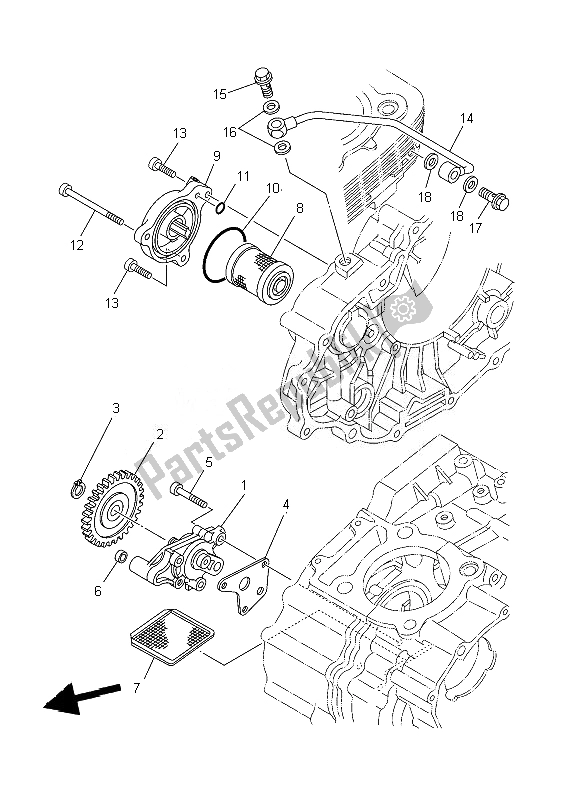 All parts for the Oil Pump of the Yamaha YBR 250 2007