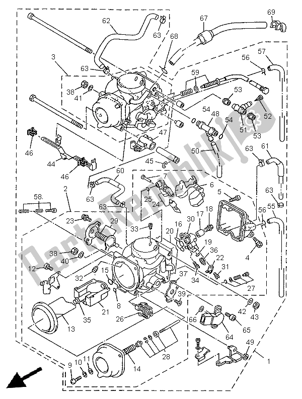 All parts for the Carburetor of the Yamaha TDM 850 1996