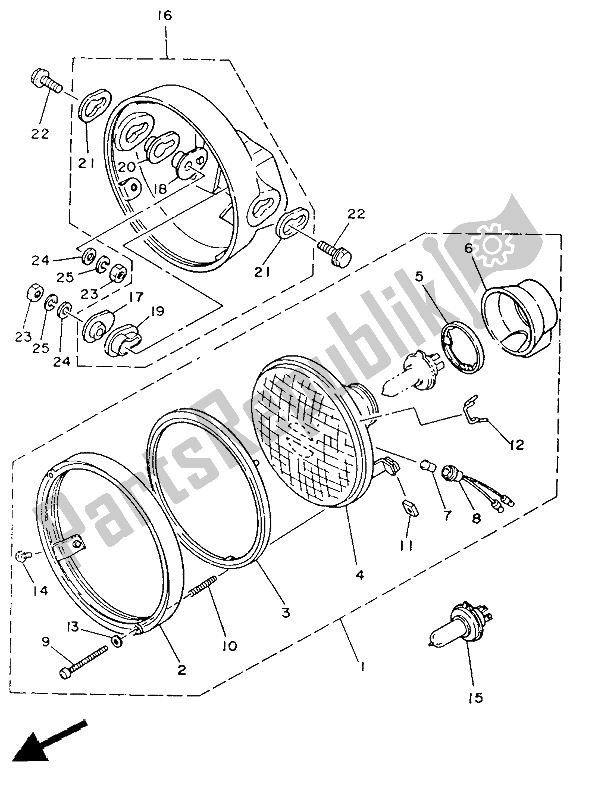 Tutte le parti per il Faro del Yamaha RD 350 LC 1986