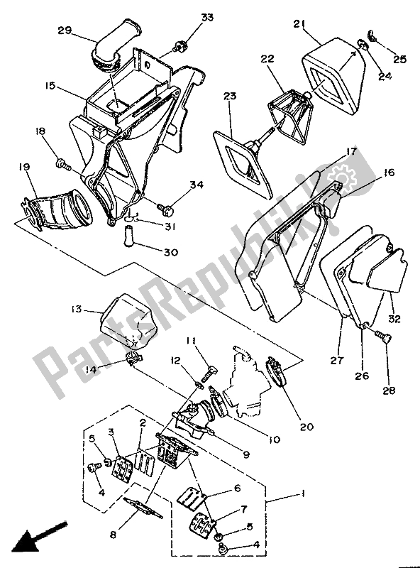 All parts for the Intake of the Yamaha DT 125R 1991