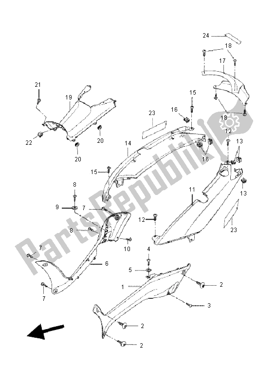 All parts for the Side Cover of the Yamaha VP 250 X City 2011