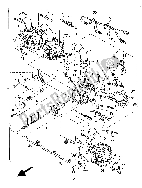 All parts for the Carburetor of the Yamaha XJ 900S Diversion 1997