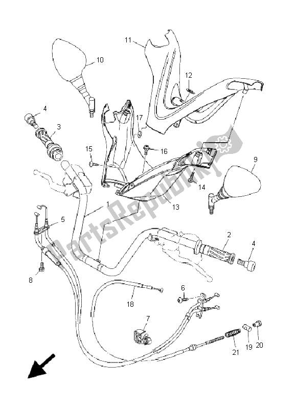 Todas las partes para Manija De Dirección Y Cable de Yamaha YP 400 Majesty 2006