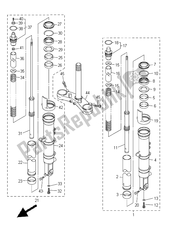 Tutte le parti per il Forcella Anteriore del Yamaha FJR 1300A 2014