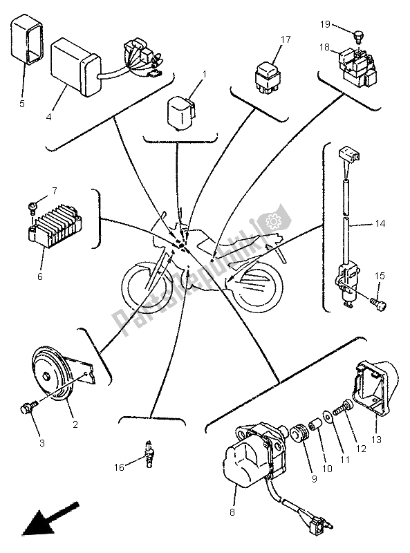 Todas as partes de Elétrica 2 do Yamaha TDR 125 1996