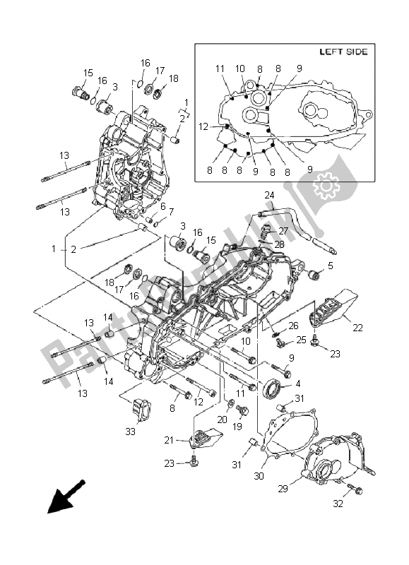 All parts for the Crankcase of the Yamaha YP 400 Majesty 2007