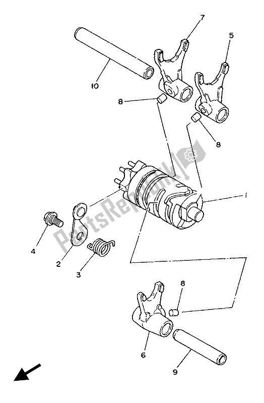 Wszystkie części do Krzywka Zmiany Biegów I Widelec Yamaha YZ 80 1988