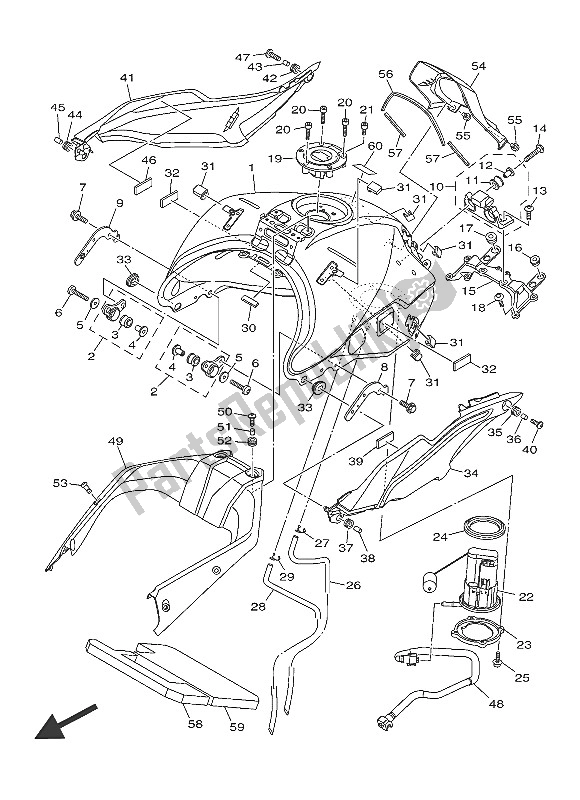 Toutes les pièces pour le Réservoir D'essence du Yamaha MT 09 Tracer ABS 900 2016