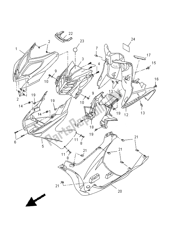 Tutte le parti per il Scudo Per Le Gambe del Yamaha NS 50N 2013