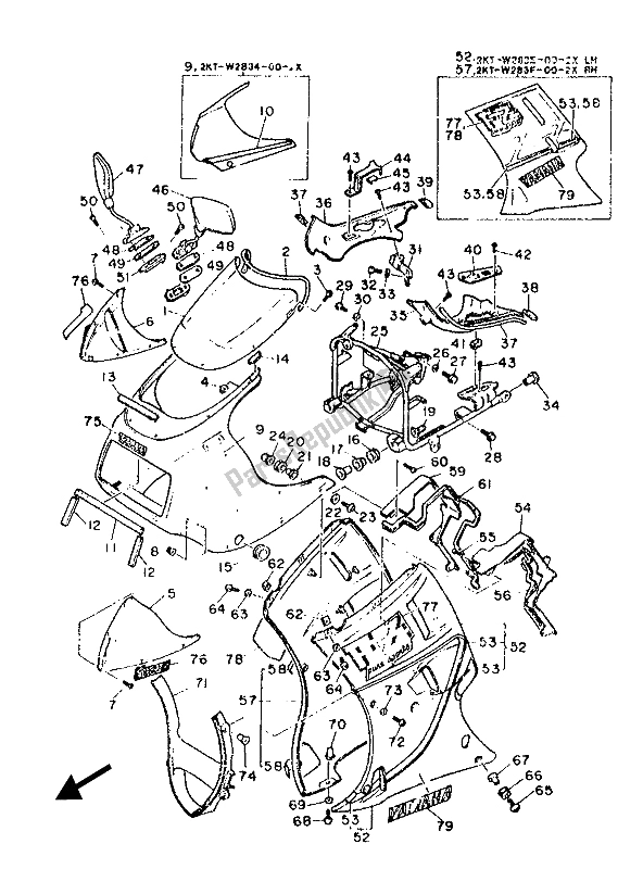 Toutes les pièces pour le Capot 1 du Yamaha FZ 750 1987