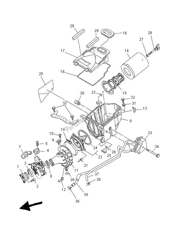 All parts for the Intake of the Yamaha YFZ 450R 2014