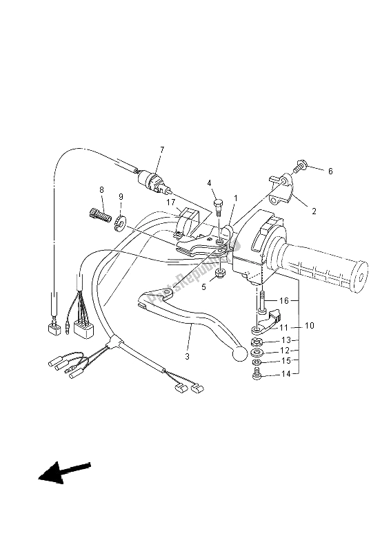 All parts for the Handle Switch & Lever of the Yamaha YFM 450 Fwad IRS Grizzly 4X4 Yamaha Black 2014