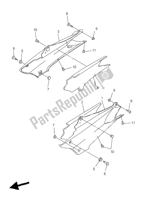 Todas las partes para Cubierta Lateral de Yamaha FJR 1300A 2004