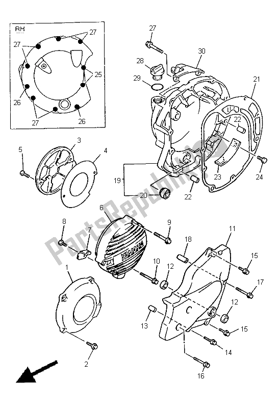 All parts for the Crankcase Cover 1 of the Yamaha XJ 600S Diversion 1998