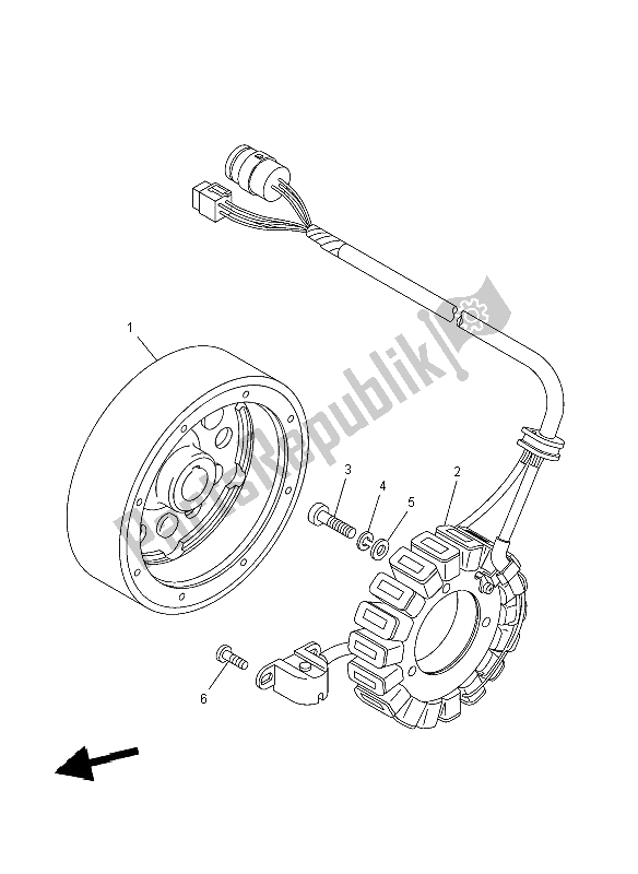 All parts for the Generator of the Yamaha YFM 350R 2012