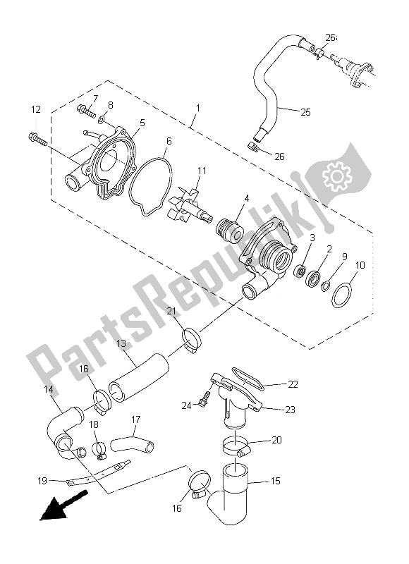 All parts for the Water Pump of the Yamaha XJ 6F 600 2014