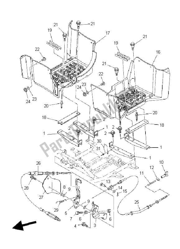 All parts for the Stand & Footrest of the Yamaha YFM 350 FA Bruin 4X4 2004