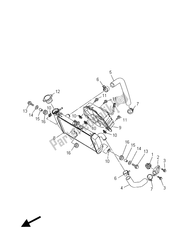 All parts for the Radiator & Hose of the Yamaha YZF R3A 300 2015