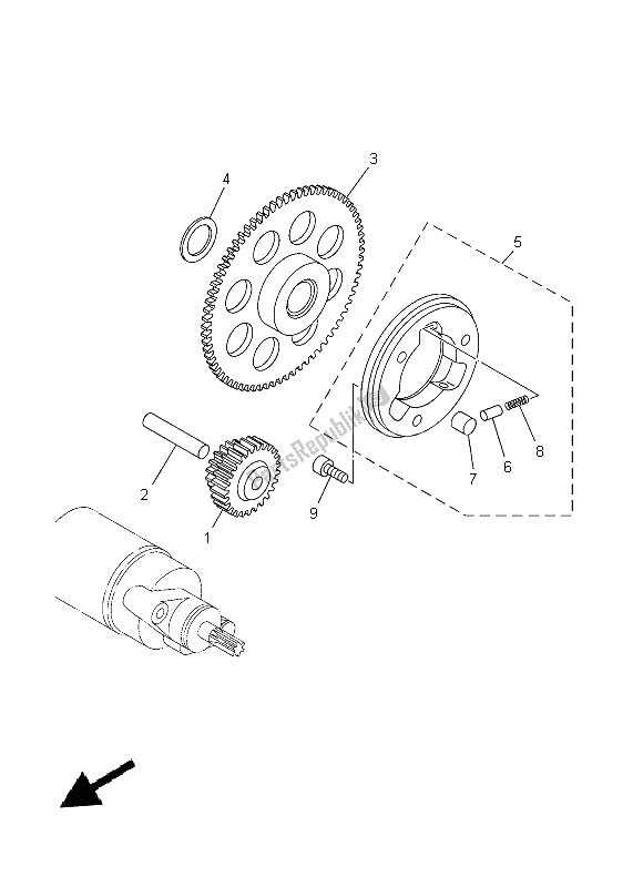 All parts for the Starter of the Yamaha TT R 50E 2014