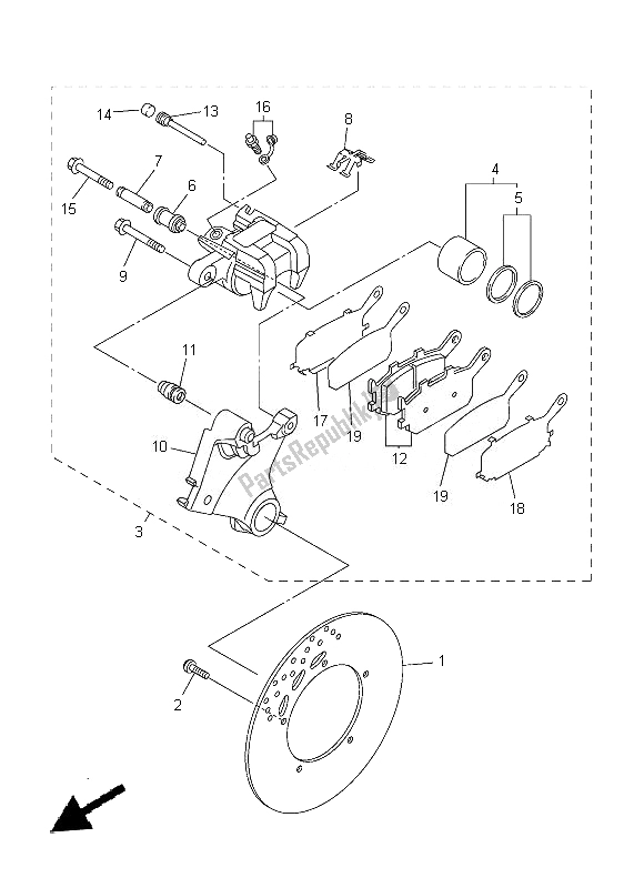 All parts for the Rear Brake Caliper of the Yamaha FZ8 SA 800 2014