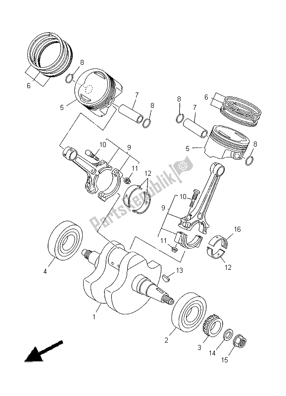 Toutes les pièces pour le Vilebrequin Et Piston du Yamaha XVS 1100 Dragstar 2000