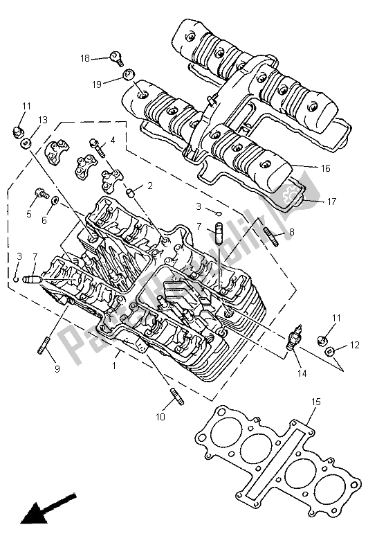 Todas as partes de Cabeça De Cilindro do Yamaha XJ 900S Diversion 1998