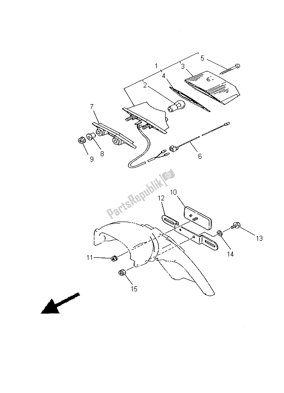 All parts for the Taillight of the Yamaha DT 125R 2000