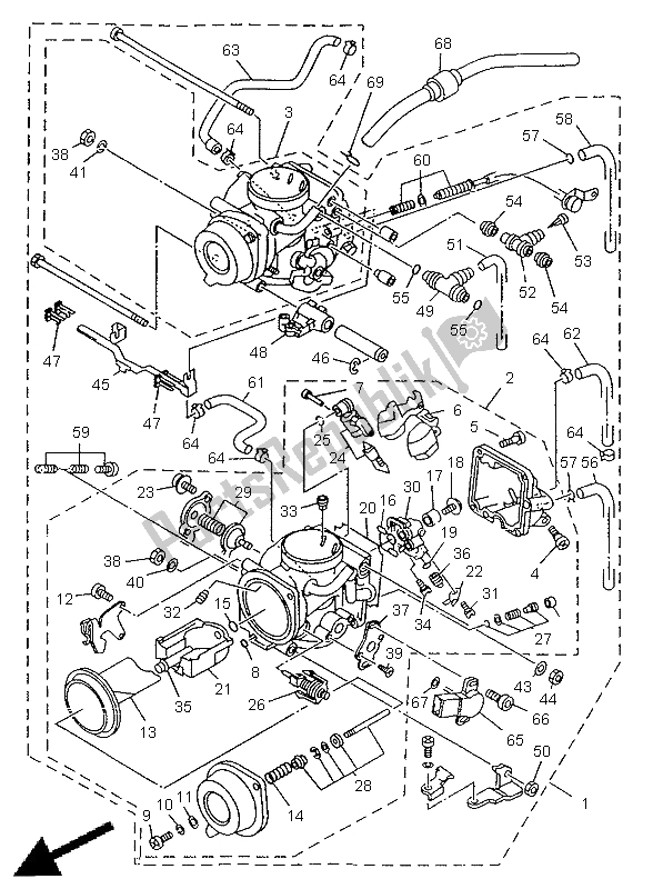 All parts for the Carburetor of the Yamaha TRX 850 1998