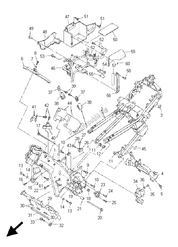 All parts for the Frame of the Yamaha FJR 1300 AS 2008