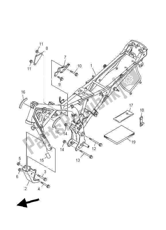 Tutte le parti per il Telaio del Yamaha YBR 125 ED 2009