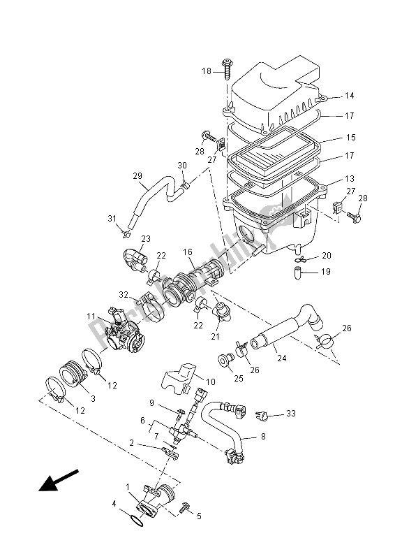 All parts for the Intake of the Yamaha YZF R 125A 2015