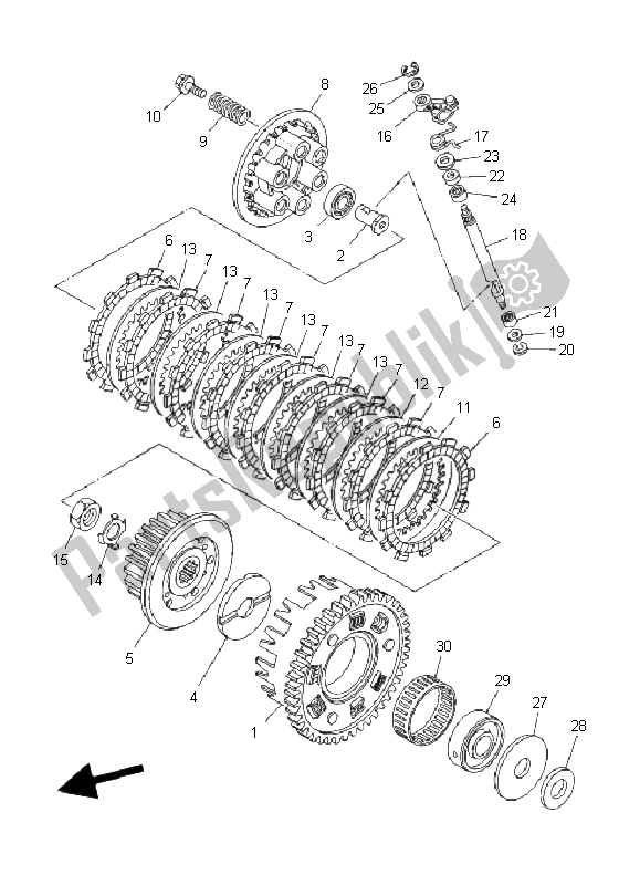 All parts for the Clutch of the Yamaha TDM 900A 2008