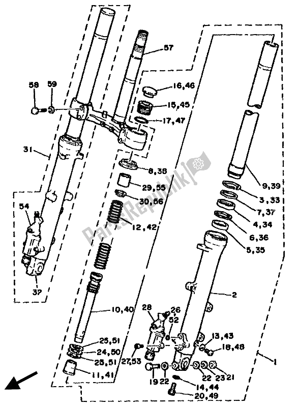 Toutes les pièces pour le Fourche Avant du Yamaha RD 500 LC 1985