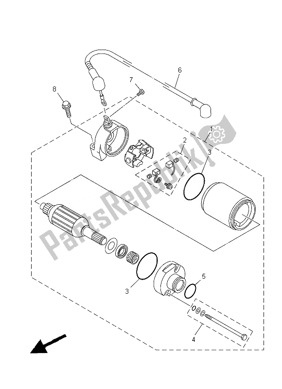 All parts for the Starting Motor of the Yamaha YFM 250R Raptor 2013