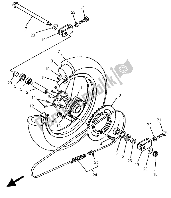 Wszystkie części do Tylne Ko? O Yamaha YZ 80 LC 1996