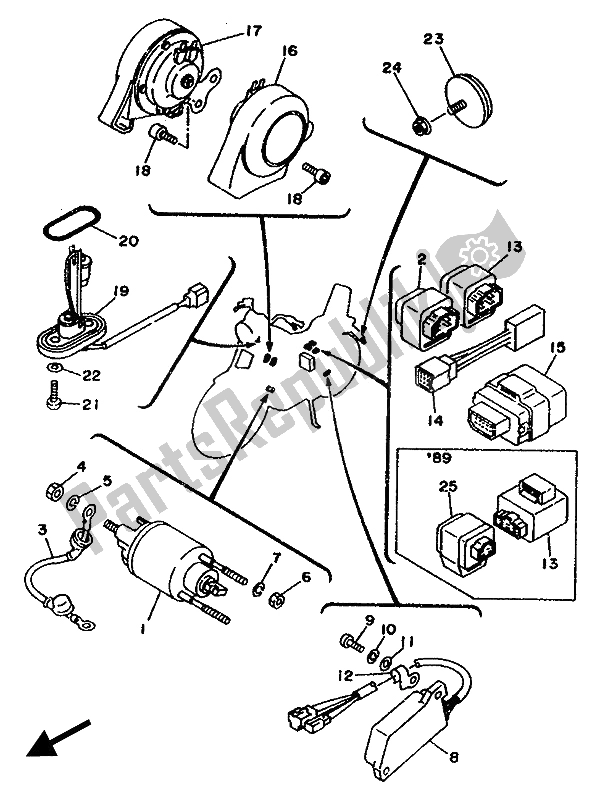 Toutes les pièces pour le électrique 2 du Yamaha XV 1100 Virago 1989