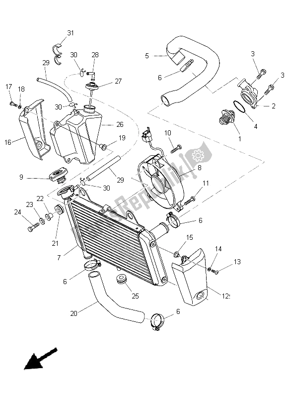 All parts for the Radiator & Hose of the Yamaha MT 03 660 2012