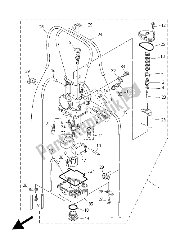 All parts for the Carburetor of the Yamaha YZ 125 2014