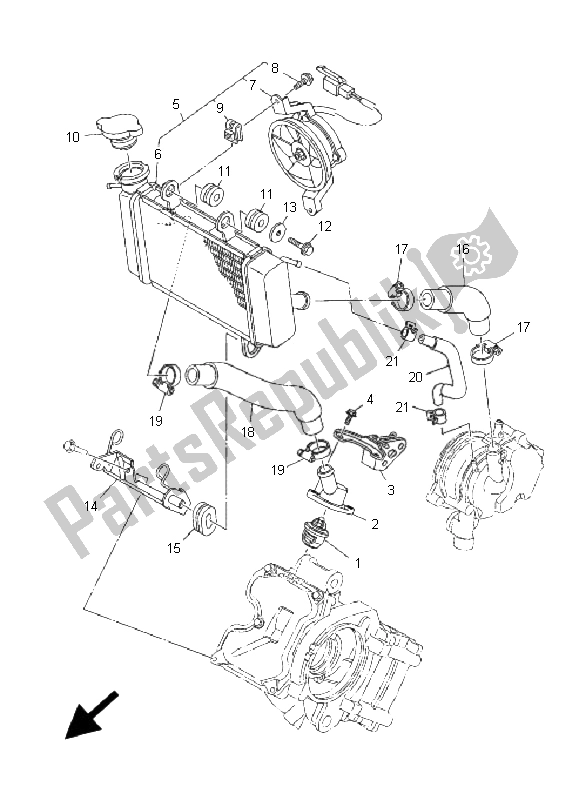 Tutte le parti per il Tubo Del Radiatore del Yamaha T 135 FI Crypton X 2009