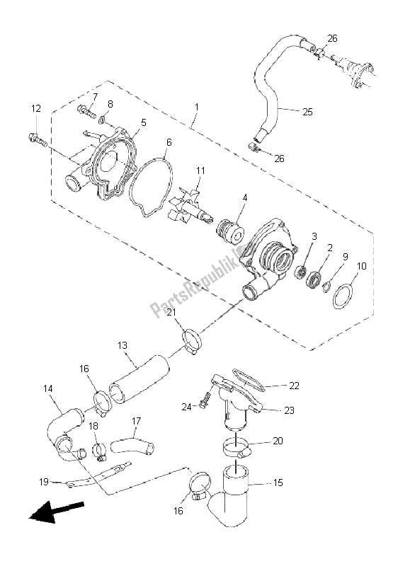 All parts for the Water Pump of the Yamaha XJ6F 600 2011