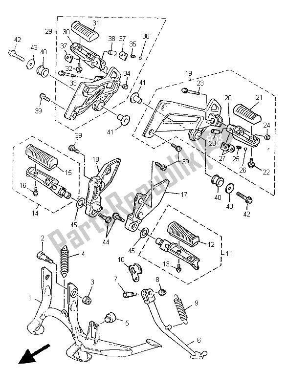 Todas las partes para Soporte Y Reposapiés de Yamaha XJR 1200 SP 1997