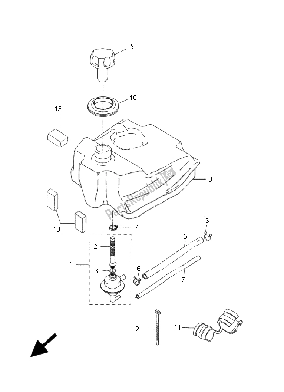 All parts for the Fuel Tank of the Yamaha CW 50L BWS 2005