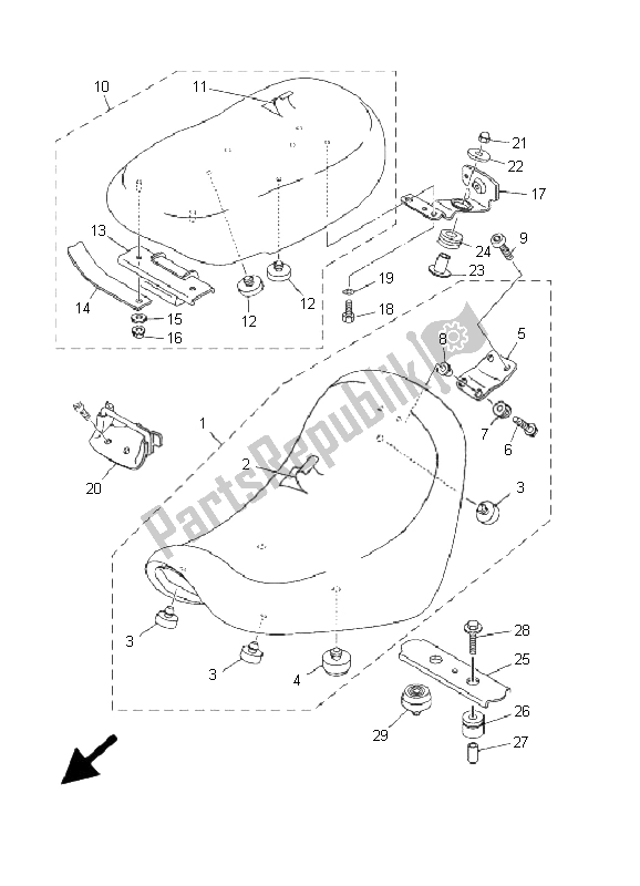 Toutes les pièces pour le Siège du Yamaha XVS 250 Dragstar 2001