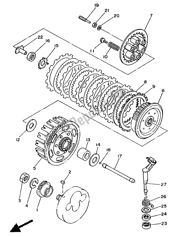 All parts for the Clutch of the Yamaha TY 250R 1991