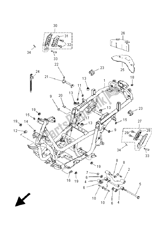 All parts for the Frame of the Yamaha VP 300 Versity 2005